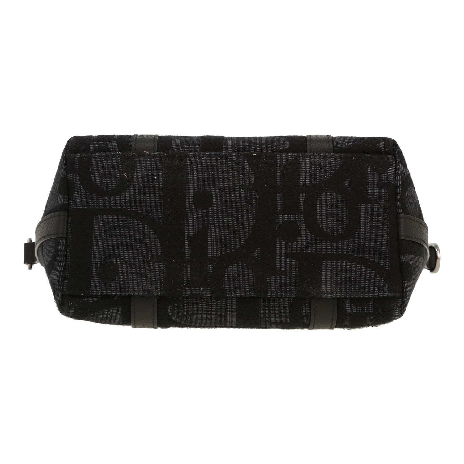 Bolso de mano Dior   en lona monogram negra y gris y cuero negro - Detail D1