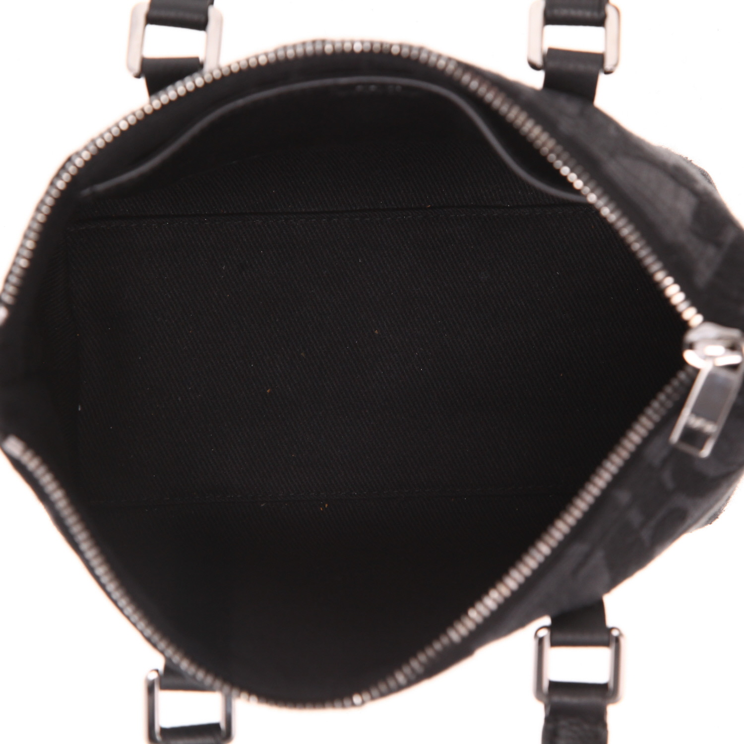 Sac à main Dior   en toile siglée noire et grise et cuir noir - Detail D3