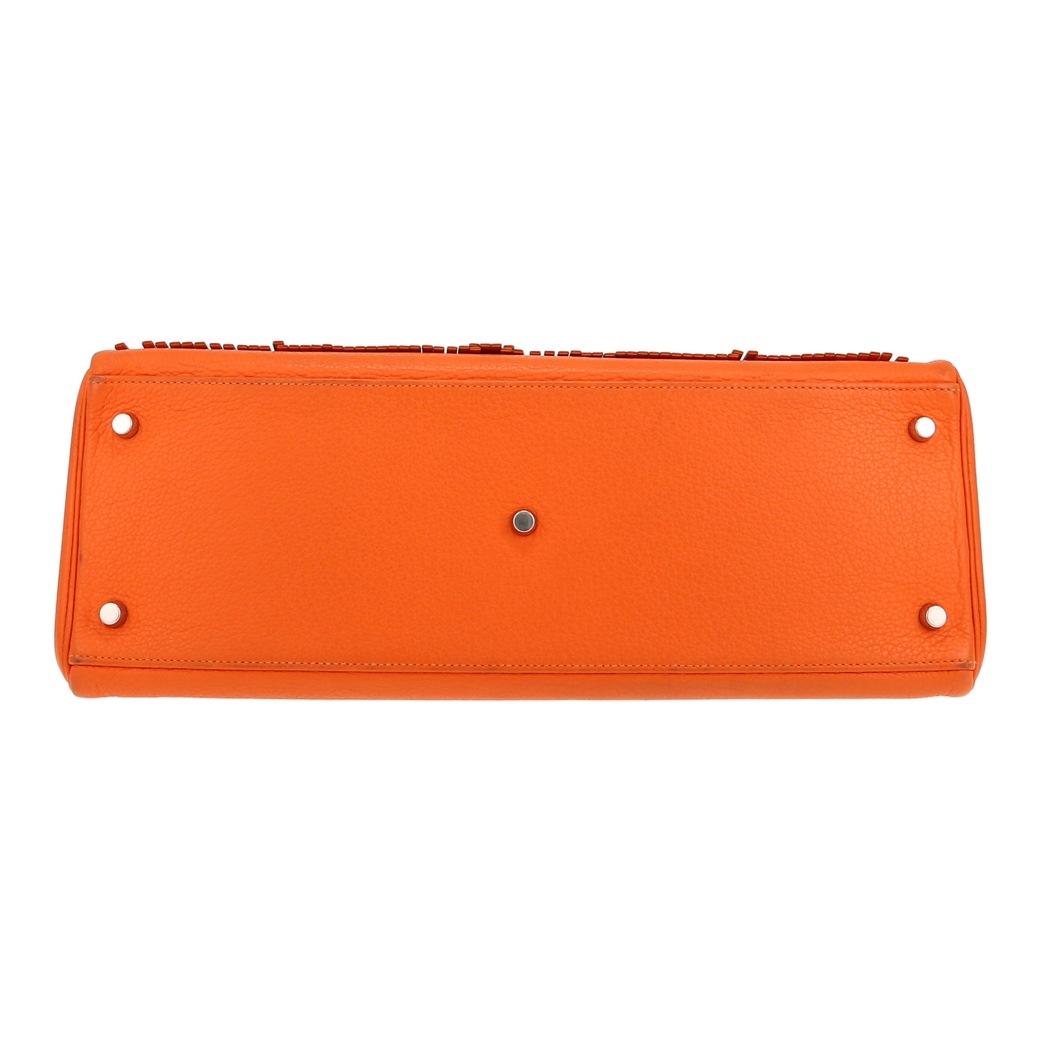 Hermès  Kelly Shoulder handbag  in orange togo leather - Detail D1