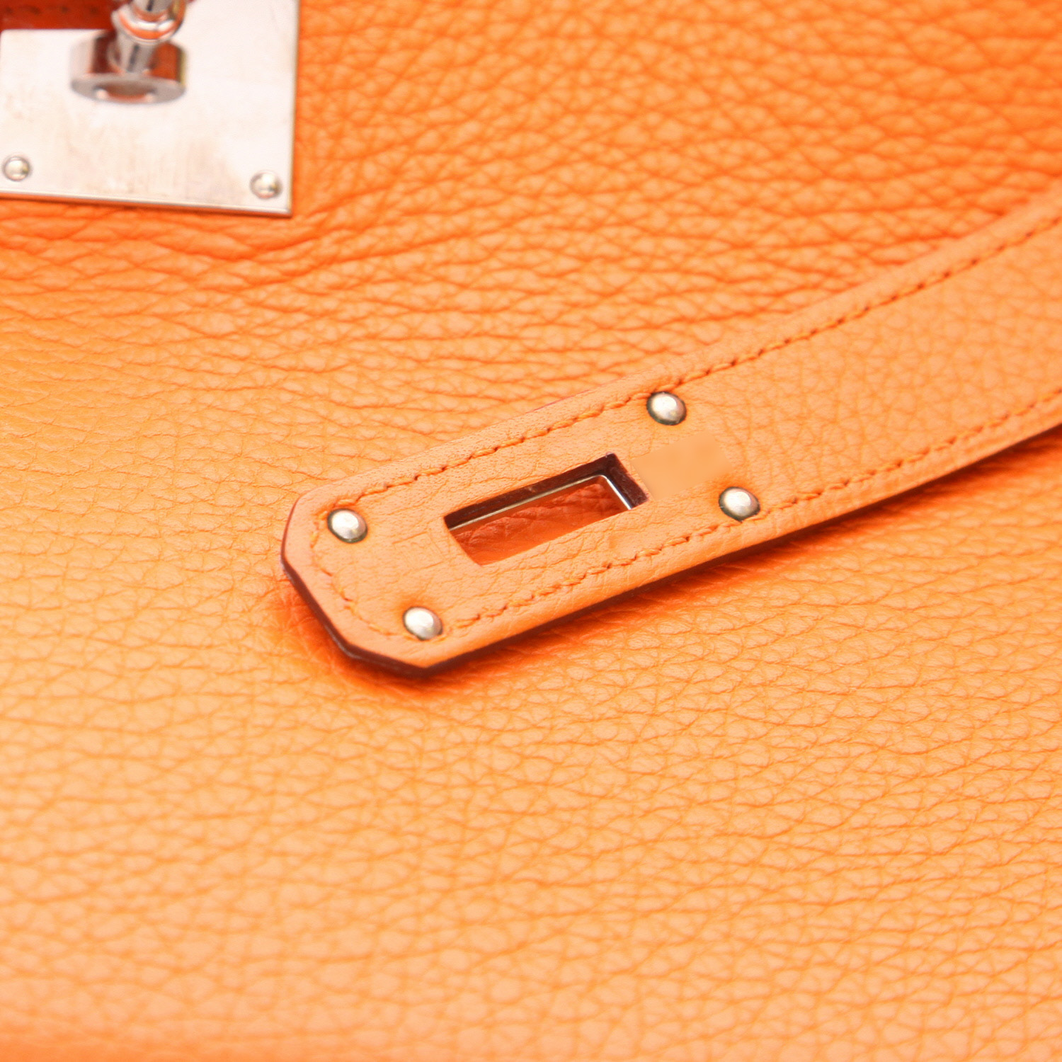 Bolso de mano Hermès  Kelly Shoulder en cuero togo naranja - Detail D4