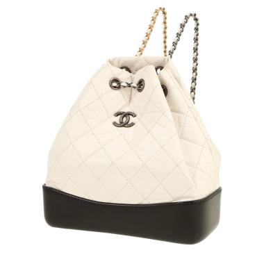 Chanel  Gabrielle  backpack  in white quilted leather  and black leather