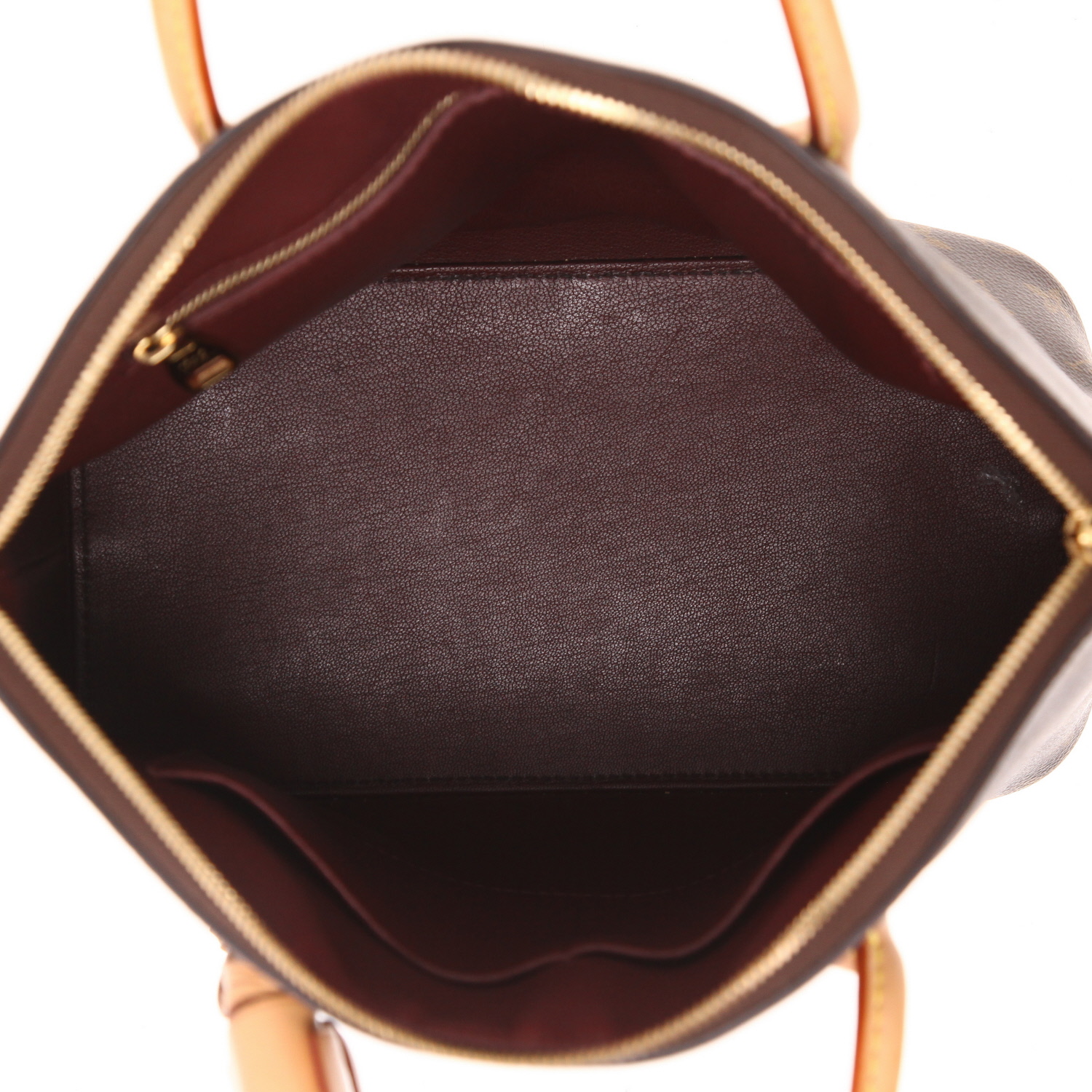 Louis Vuitton  Lockit handbag  in brown monogram canvas  and natural leather - Detail D3