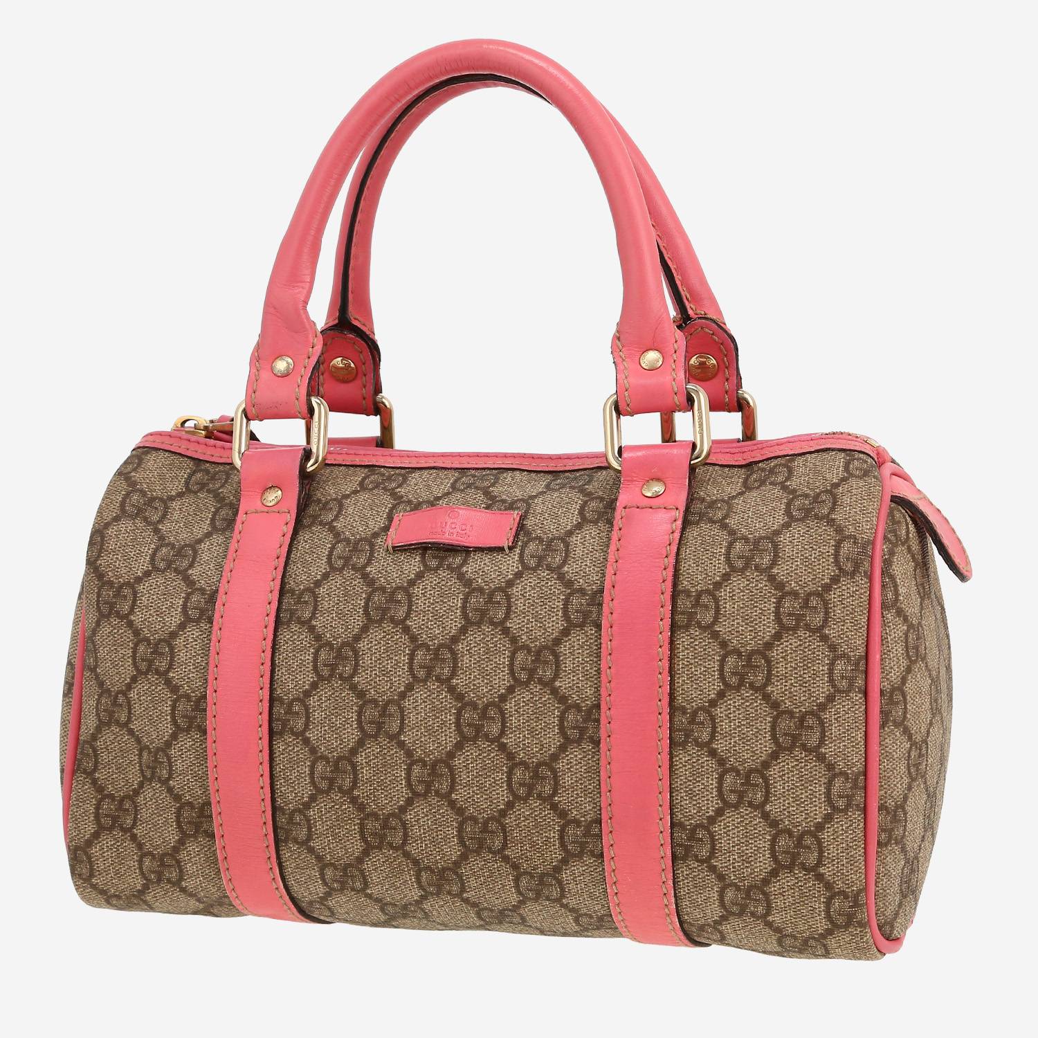 Gucci  Boston Vintage handbag  in beige "sûpreme GG" canvas  and pink leather