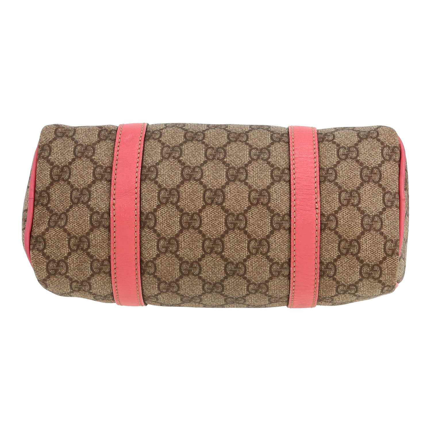 Gucci  Boston Vintage handbag  in beige "sûpreme GG" canvas  and pink leather - Detail D1