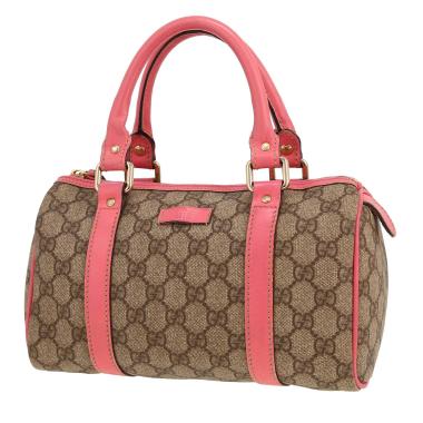 Bolso de mano Gucci  Boston Vintage en tejido "sûpreme GG" beige y cuero rosa