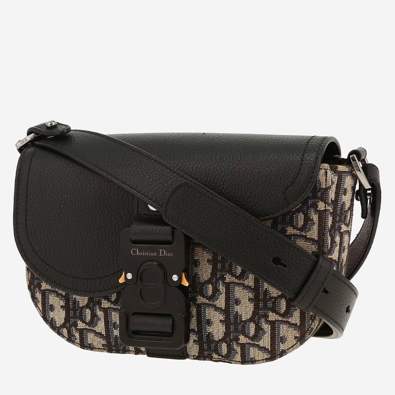 Bolso bandolera Dior  Gallop en lona Monogram Oblique azul marino y cuero negro