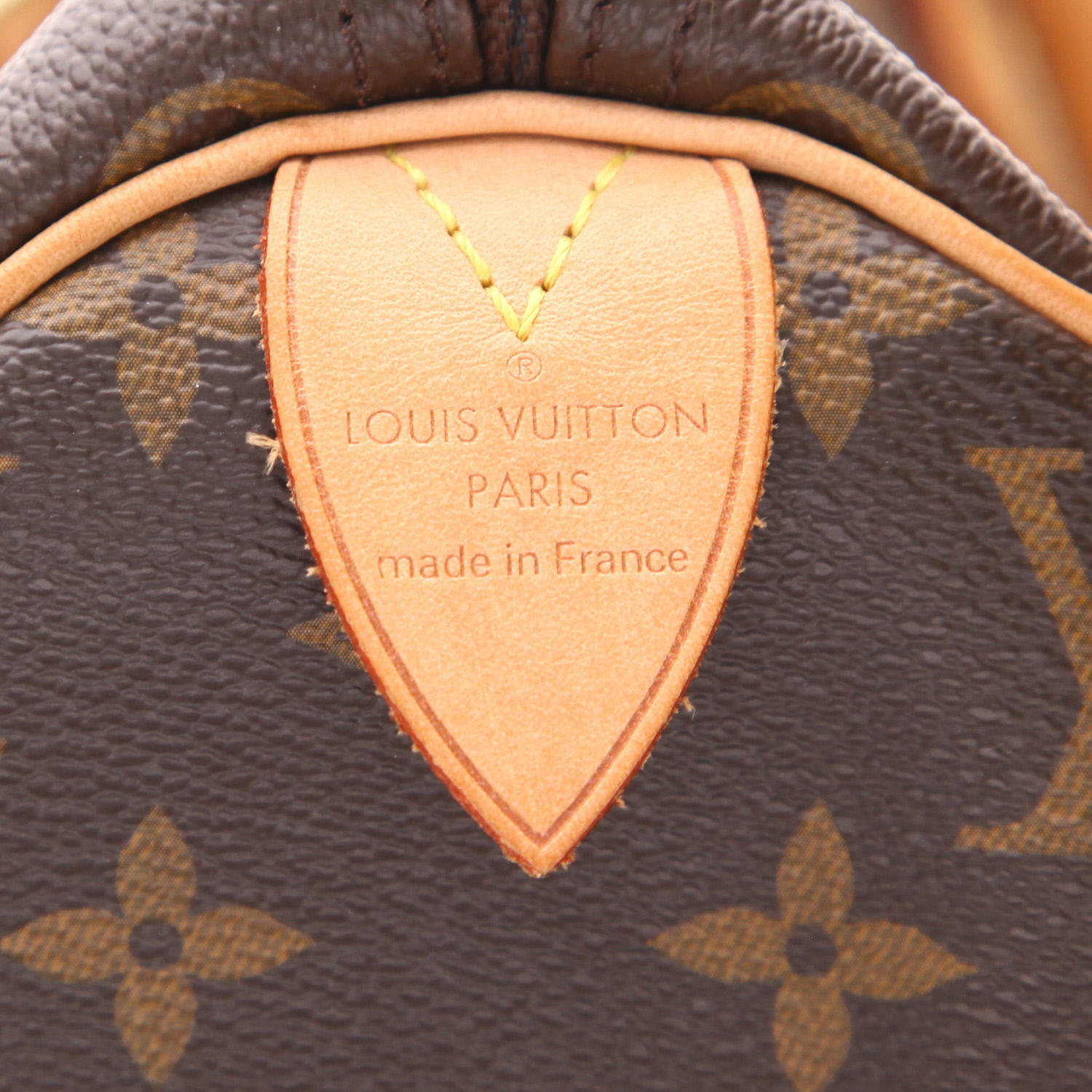 Sac à main Louis Vuitton  Speedy 30 en toile monogram marron et cuir naturel - Detail D2