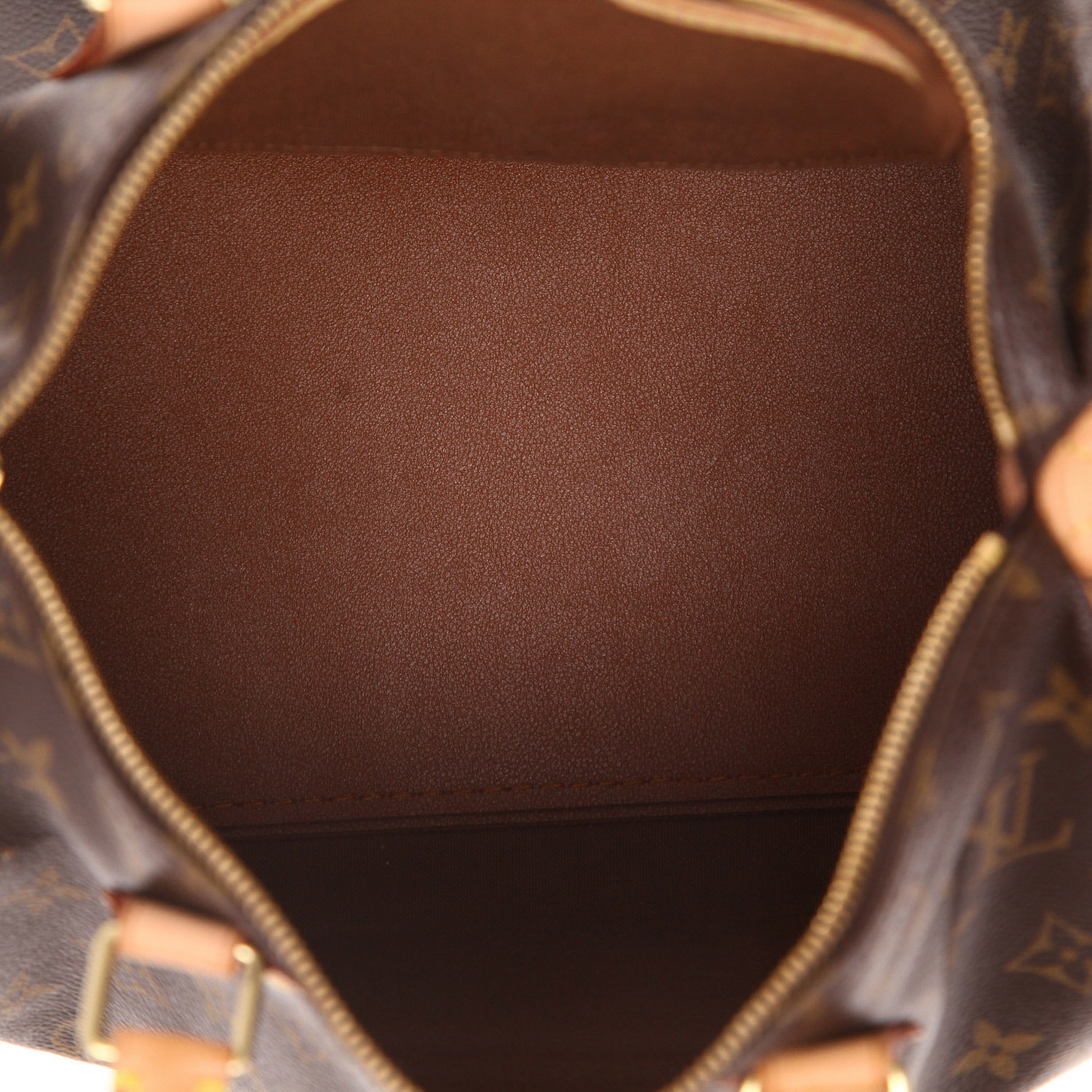 Bolso de mano Louis Vuitton  Speedy 30 en lona Monogram marrón y cuero natural - Detail D3