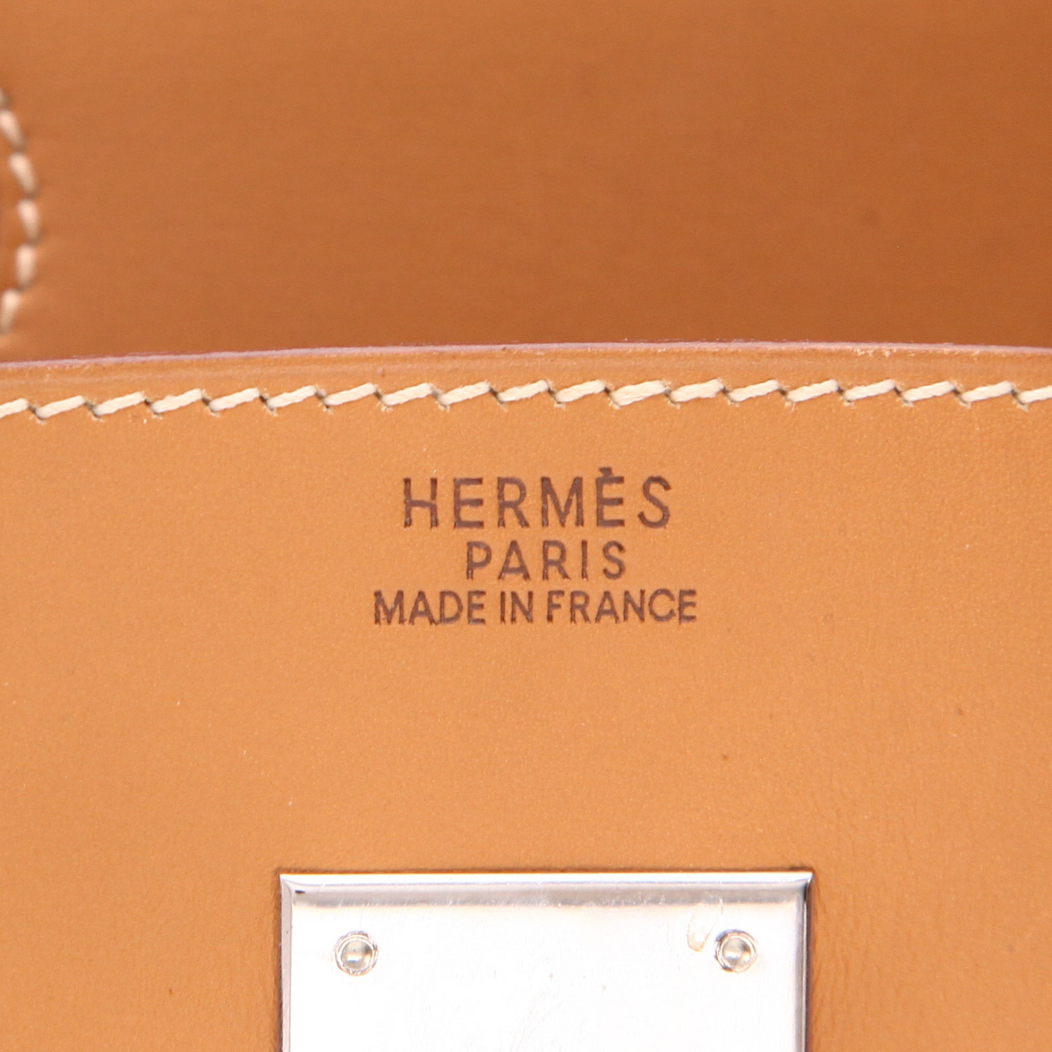 Hermès  Birkin 30 cm handbag  in gold Chamonix  leather - Detail D2
