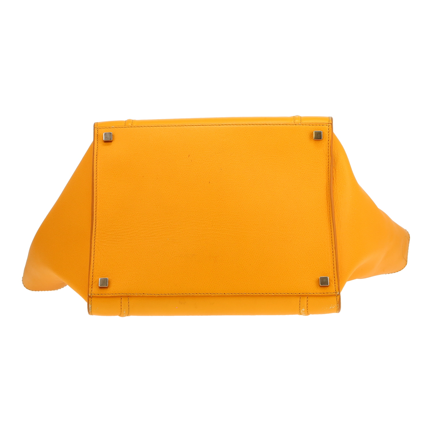 Bolso de mano Celine  Luggage en cuero amarillo - Detail D1