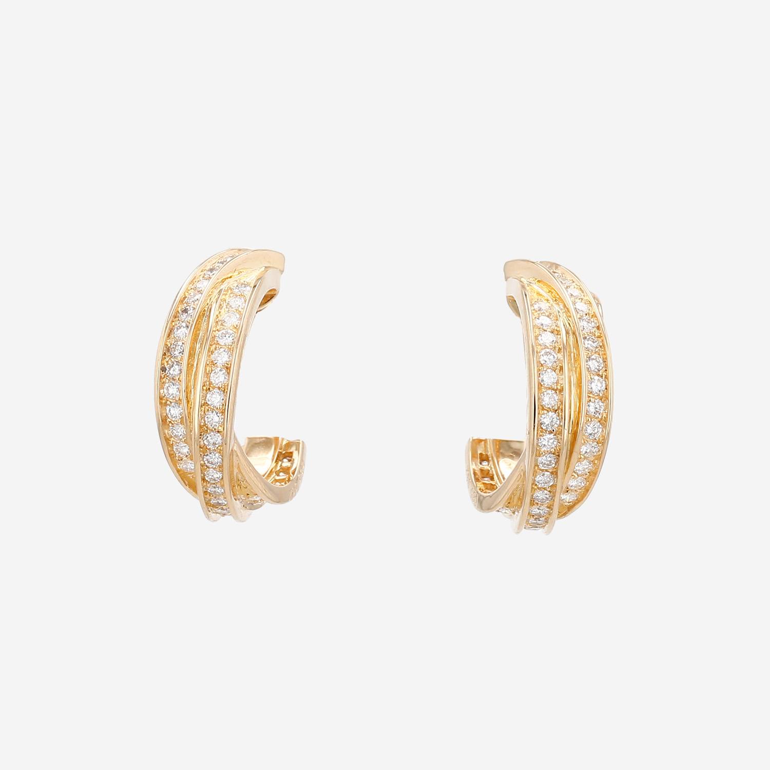 Cartier Trinity earrings in yellow gold and diamonds