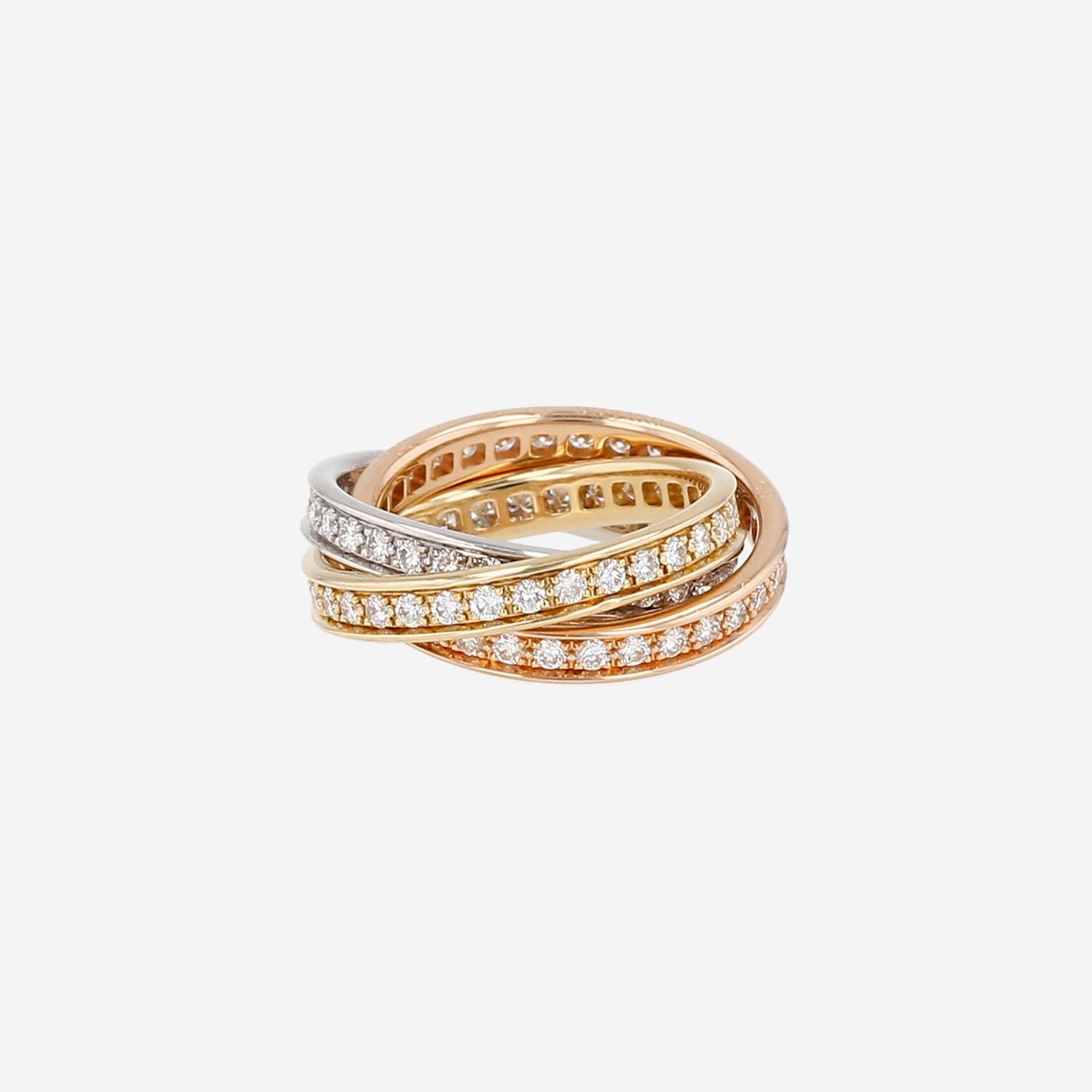 Cartier Trinity ring in 3 golds and diamonds