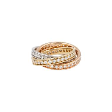 Cartier Trinity ring in 3 golds and diamonds