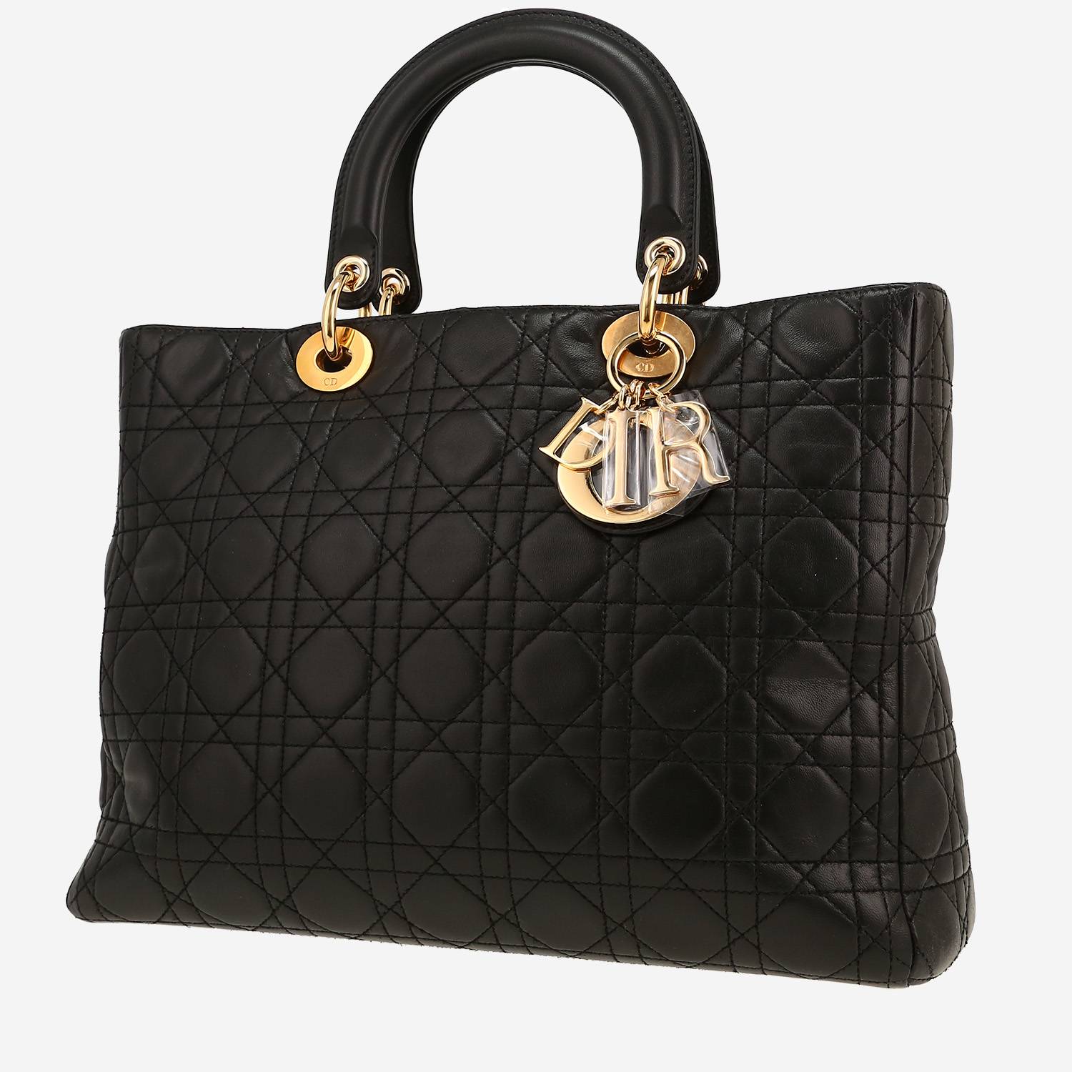 Sac à main Dior  Lady Dior en cuir cannage noir