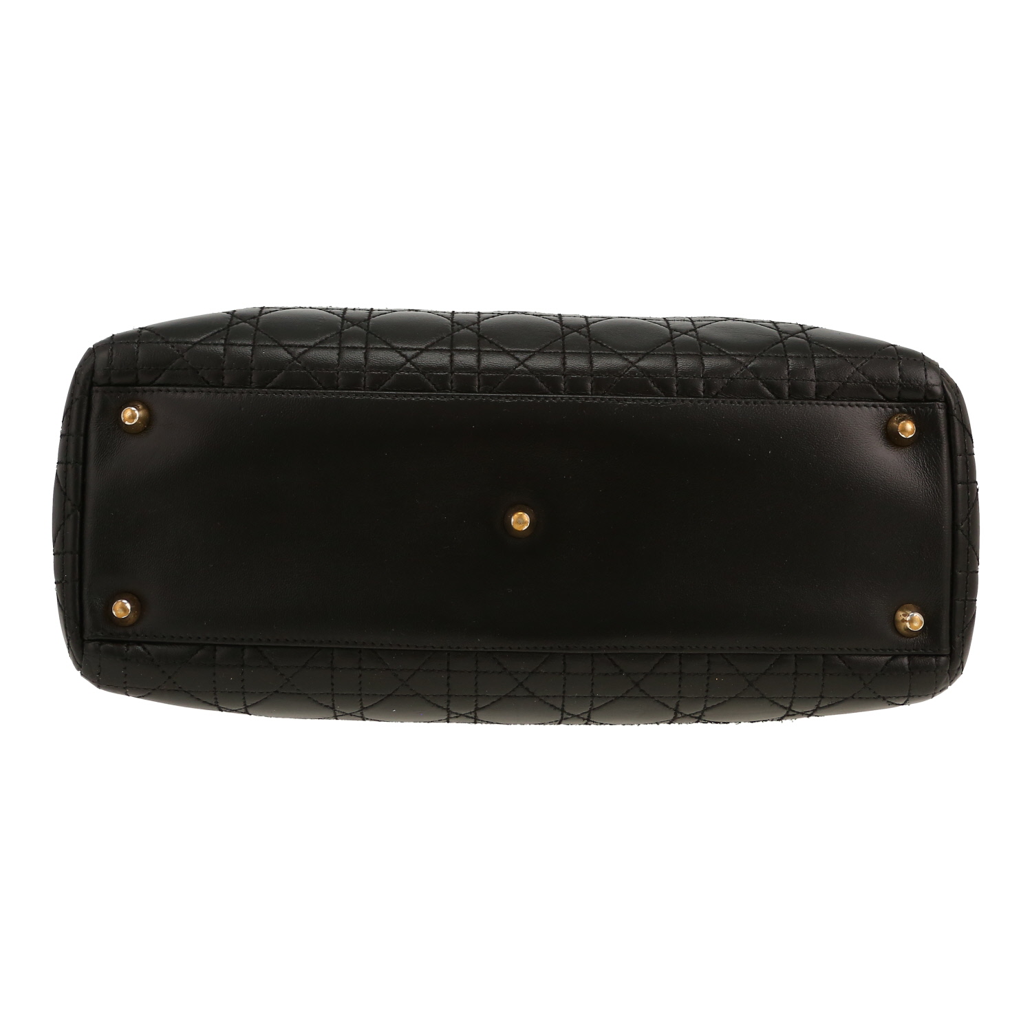 Sac à main Dior  Lady Dior en cuir cannage noir - Detail D1