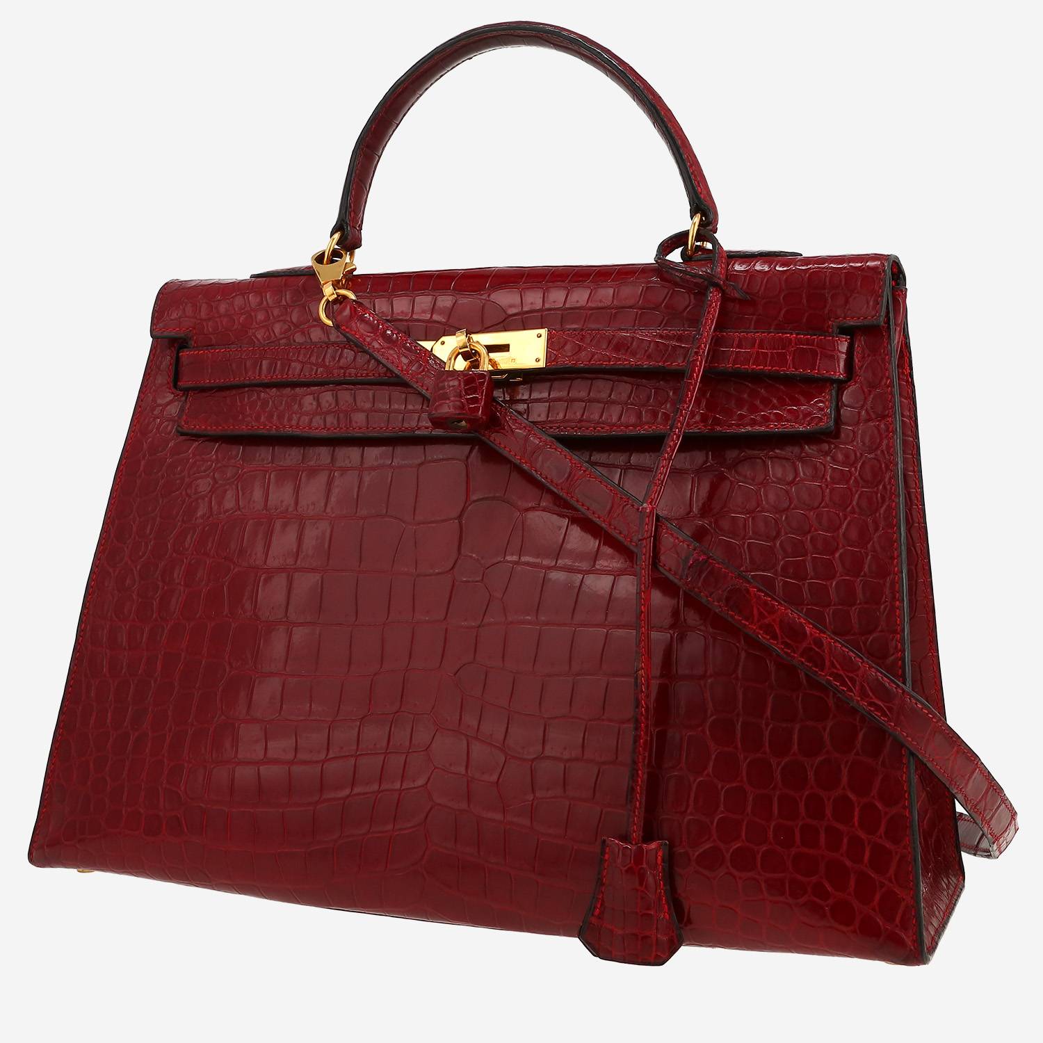 Bolso de mano Hermès  Kelly 35 cm en cocodrilo porosus rojo H