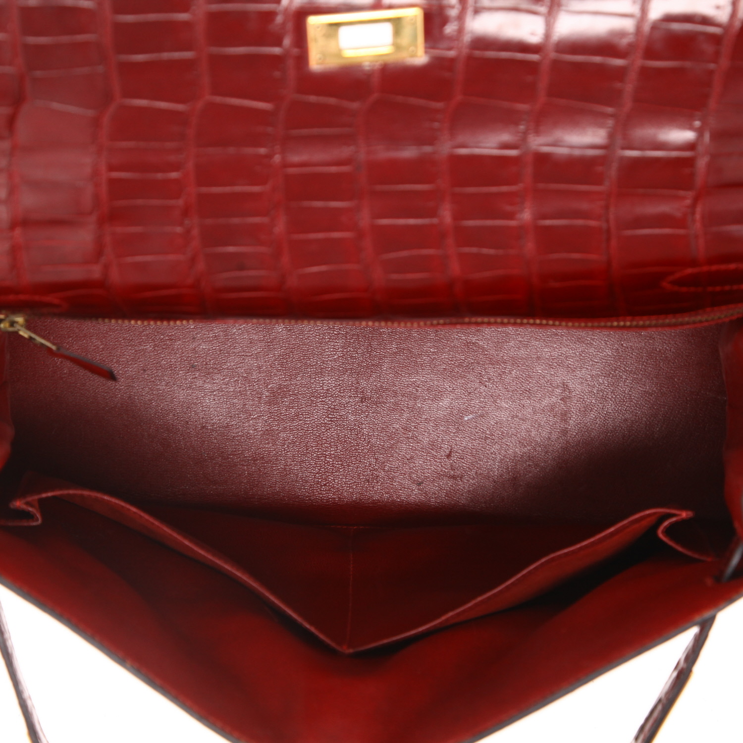 Hermès  Kelly 35 cm handbag  in red H porosus crocodile - Detail D3