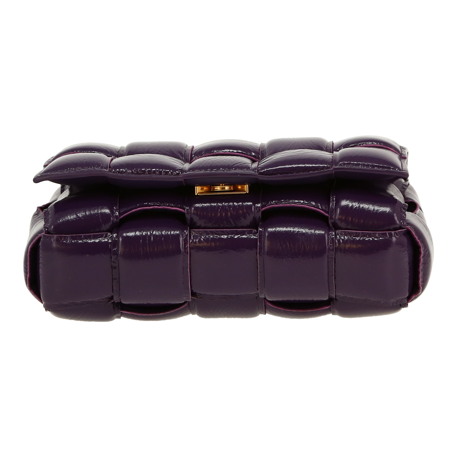 Sac bandoulière Bottega Veneta  Padded Cassette en cuir verni tressé violet - Detail D1