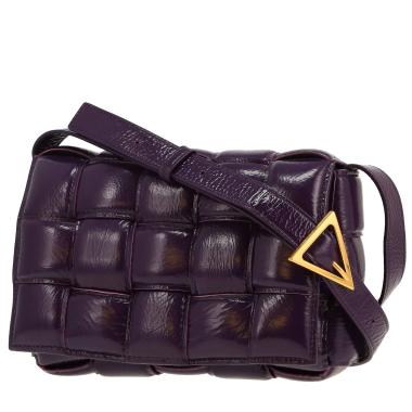 Bottega Veneta  Padded Cassette shoulder bag  in purple patent braided leather