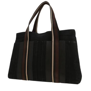 Sac cabas Hermès  Toto Bag - Shop Bag en toile noire et cuir noir