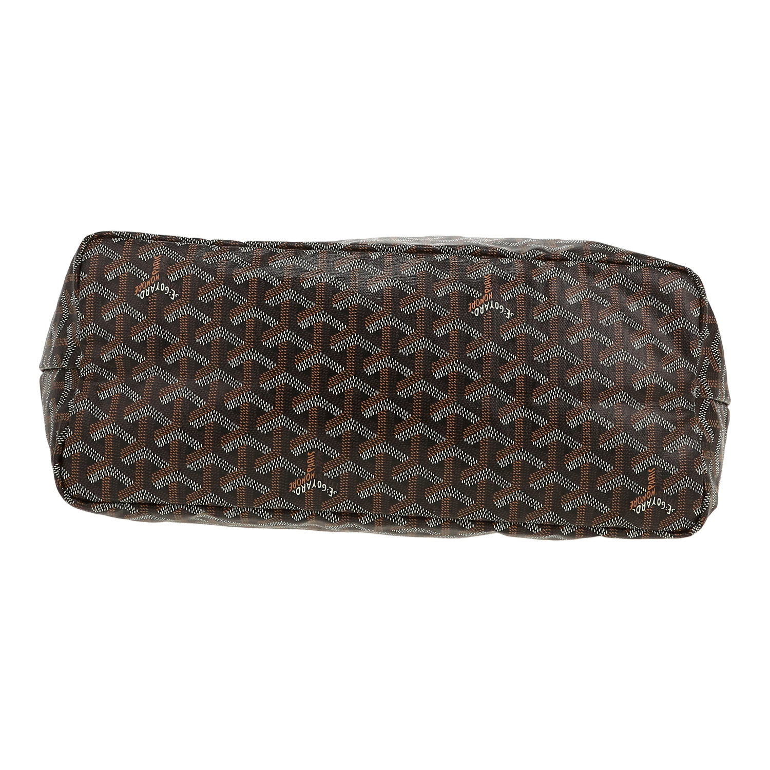 Bolso Cabás Goyard  Saint-Louis en tela Goyardine negra y marrón y cuero marrón - Detail D1