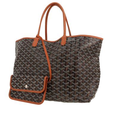 Bolso Cabás Goyard  Saint-Louis en tela Goyardine negra y marrón y cuero marrón