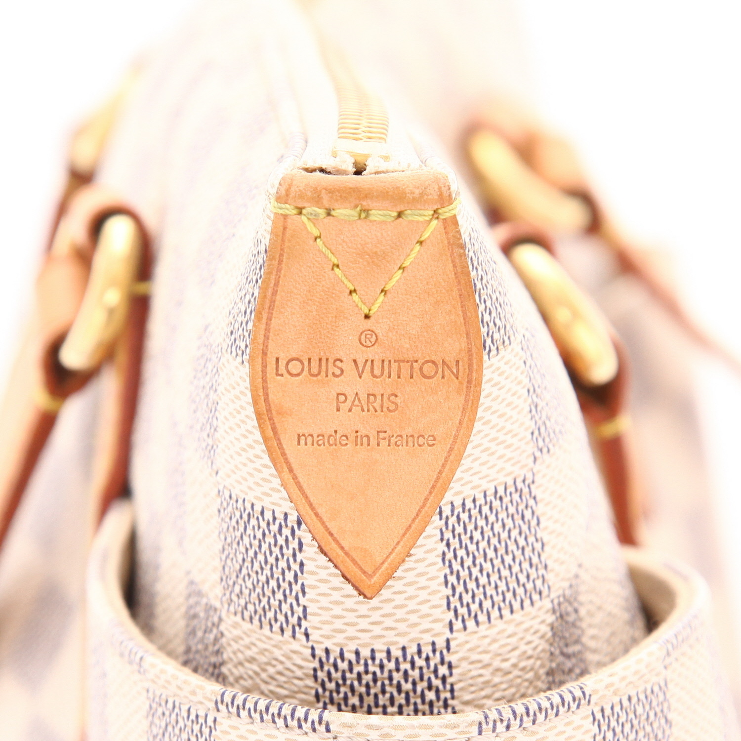 Bolso de mano Louis Vuitton  Totally en lona a cuadros revestida azul celeste y cuero natural - Detail D2