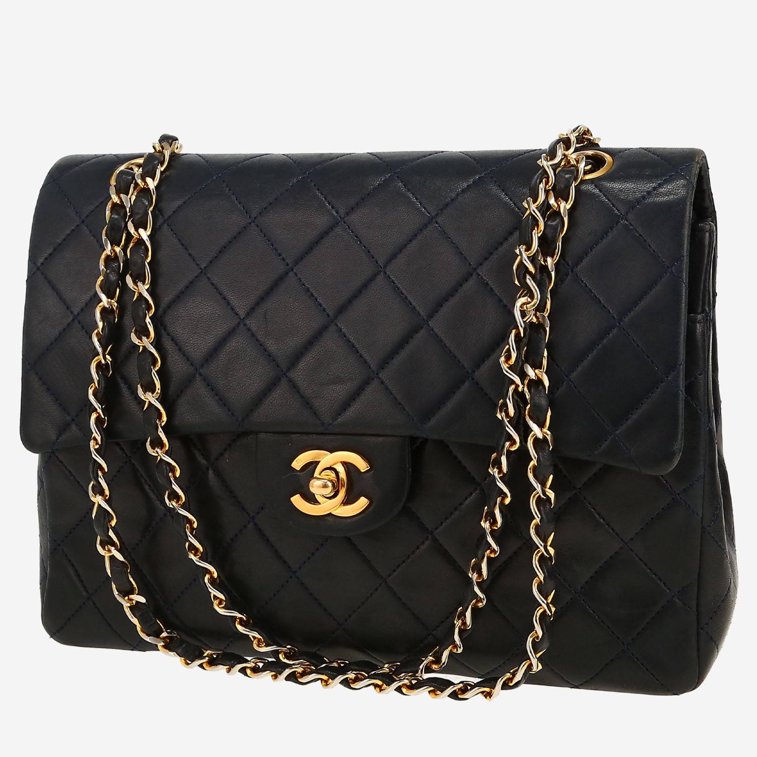Sac à main Chanel  Timeless Vintage en cuir matelassé bleu-marine