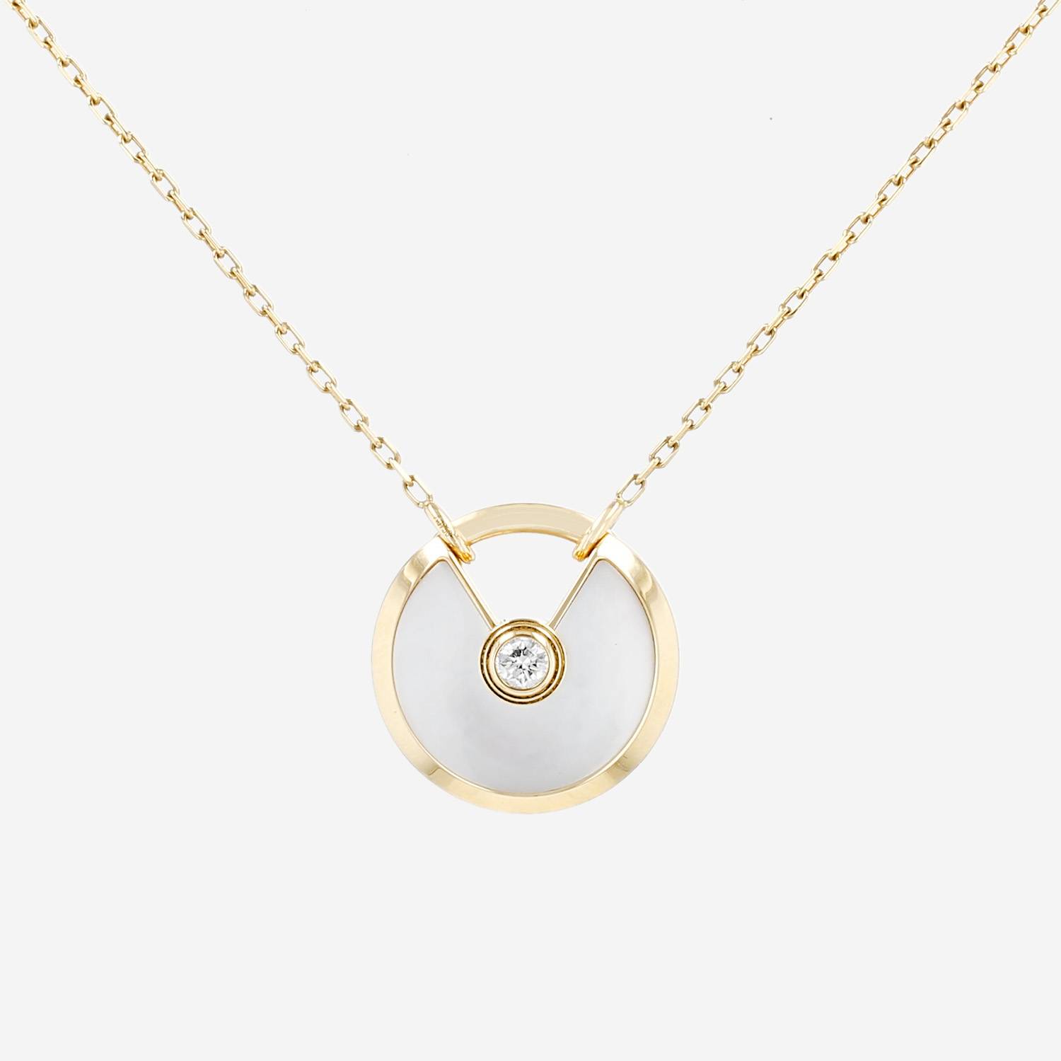 Cartier Amulette small model necklace in yellow gold, mother of pearl and diamond