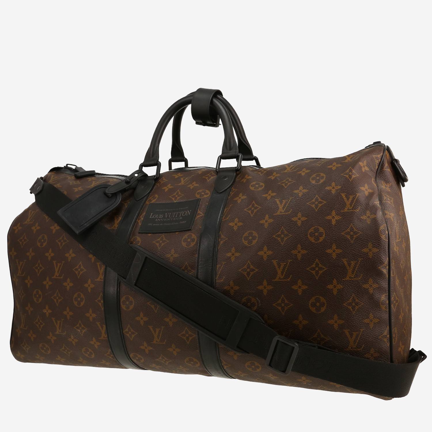 Sac de voyage Louis Vuitton Keepall 55 édition limitée Waterproof en toile monogram enduite marron et cuir noir