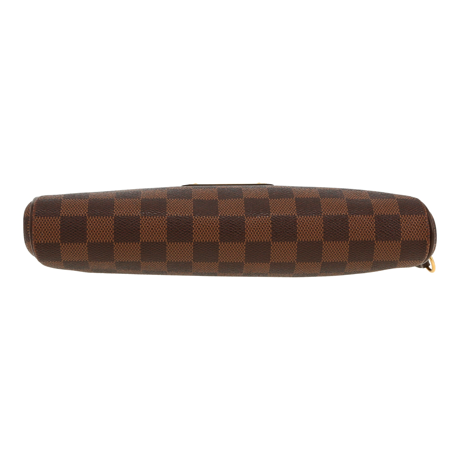 Sac bandoulière Louis Vuitton  Eva en toile damier ébène et cuir marron - Detail D1