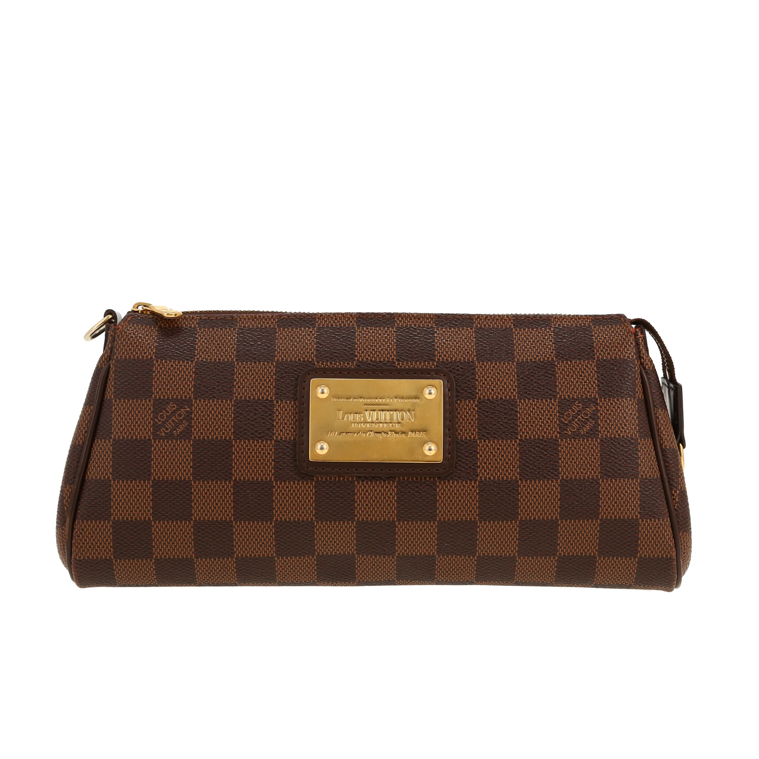 Louis Vuitton  Eva shoulder bag  in ebene damier canvas  and brown leather - Detail D4