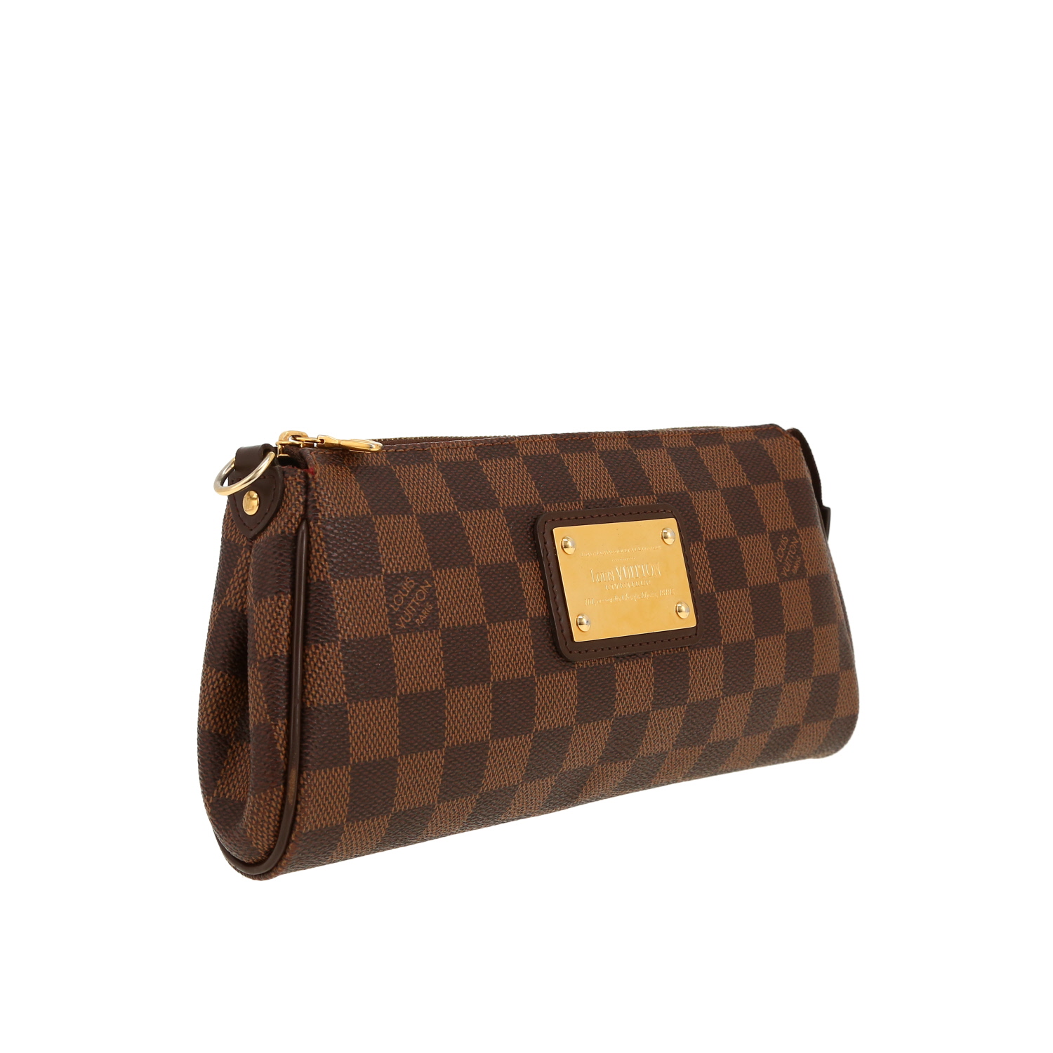 Borsa a tracolla Louis Vuitton  Eva in tela a scacchi ebana e pelle marrone - Detail D5