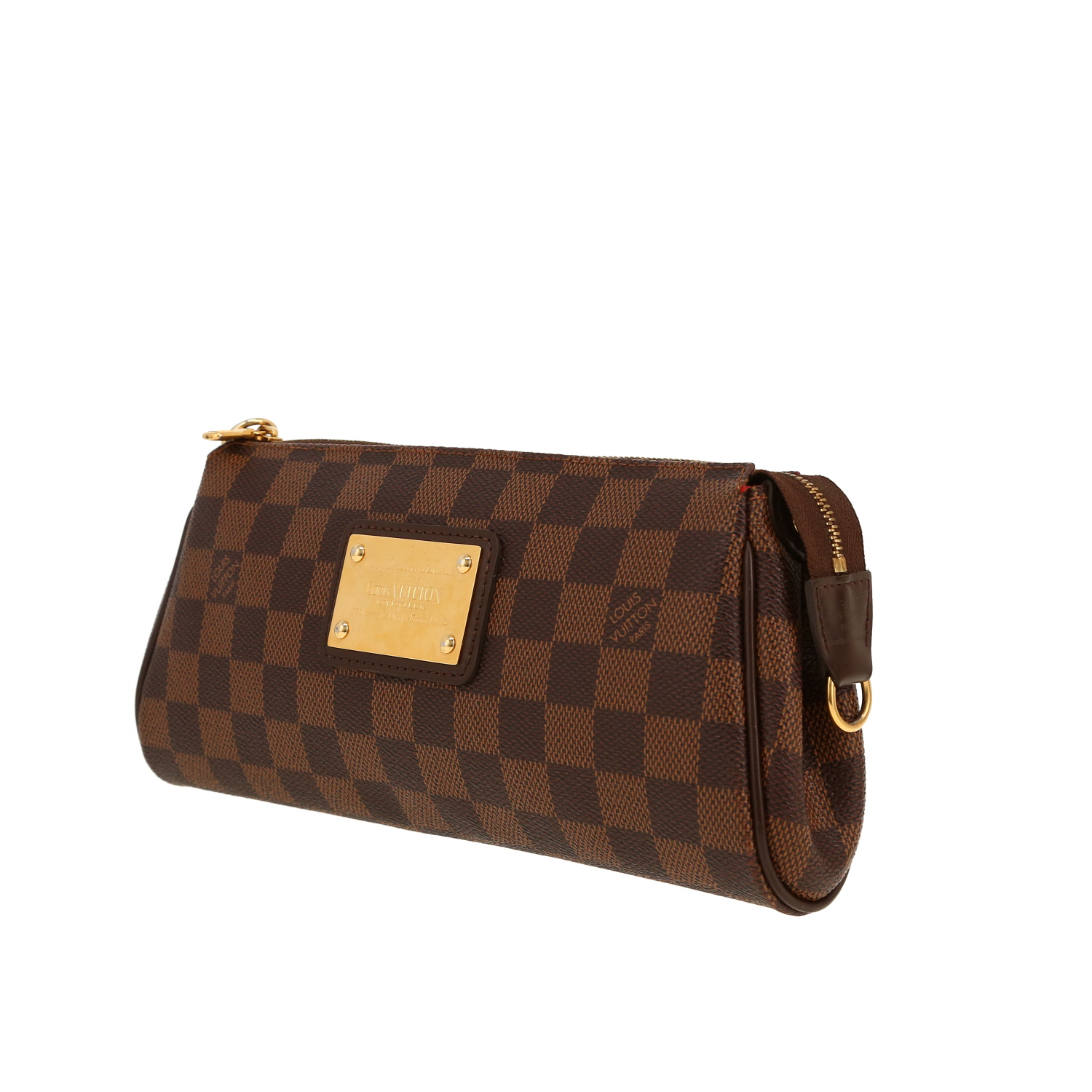 Bolso bandolera Louis Vuitton  Eva en lona a cuadros ébano y cuero marrón - Detail D9