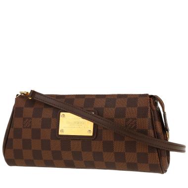 Sac bandoulière Louis Vuitton  Eva en toile damier ébène et cuir marron