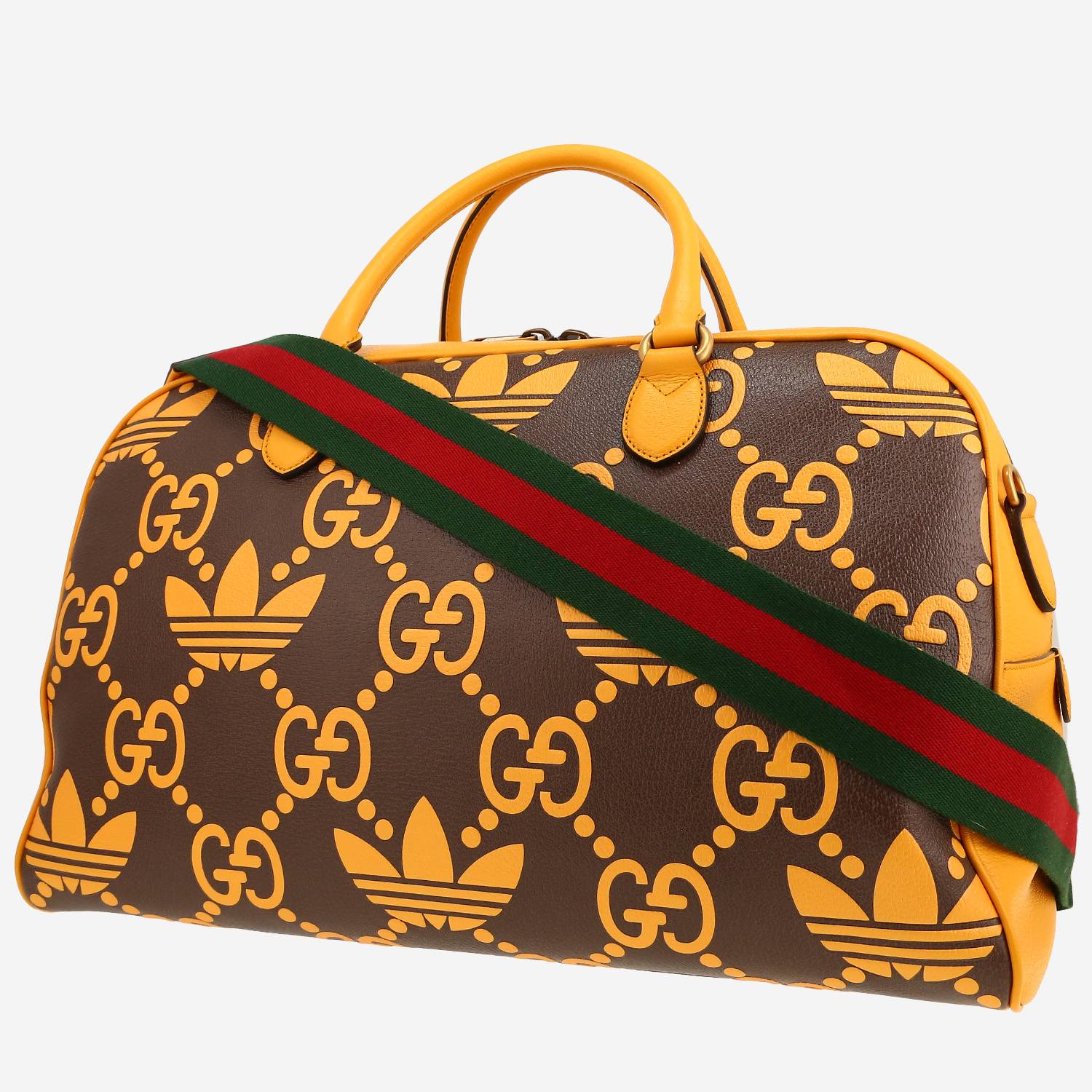 Gucci   travel bag  in brown and yellow leather