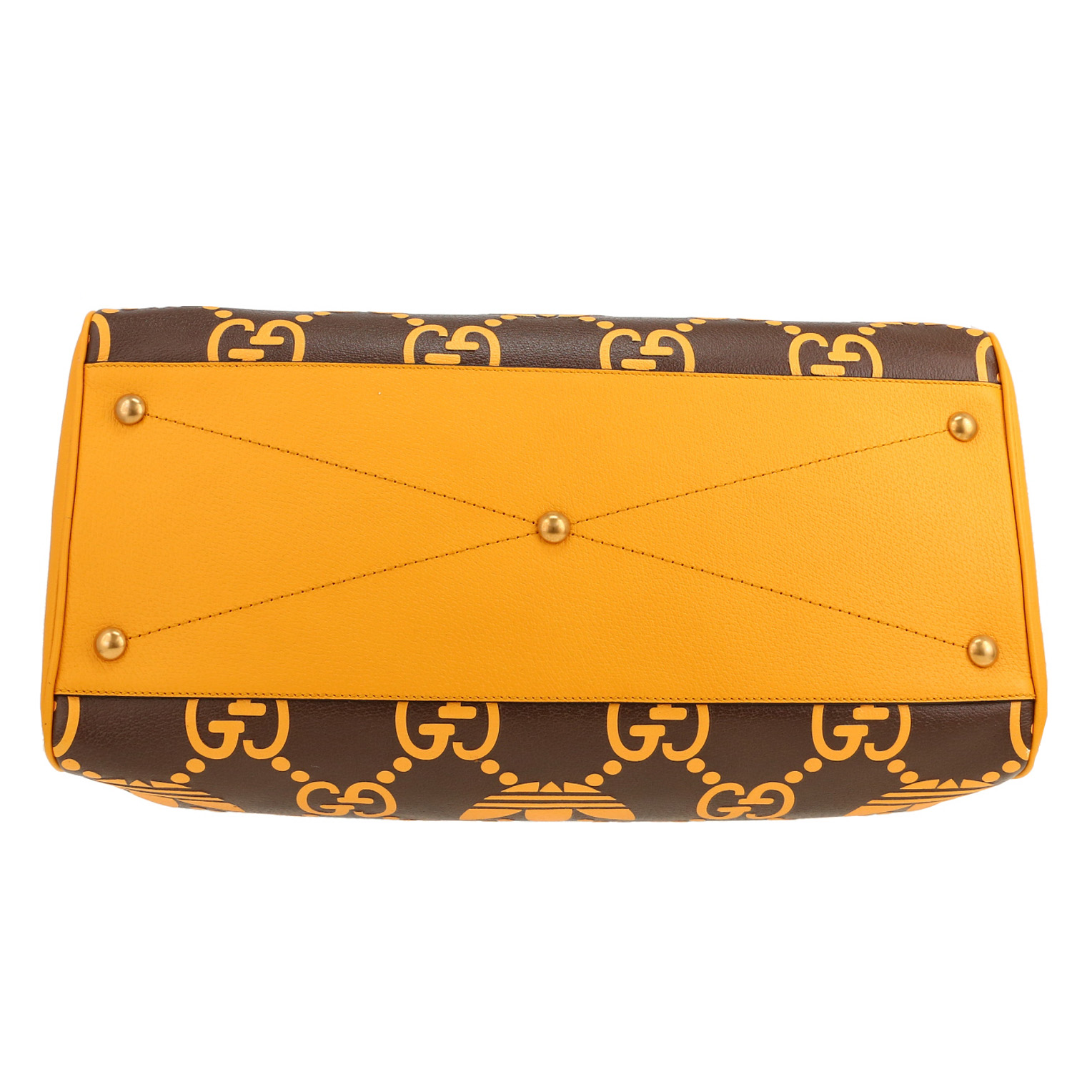 Sac de voyage Gucci   en cuir marron et jaune - Detail D1