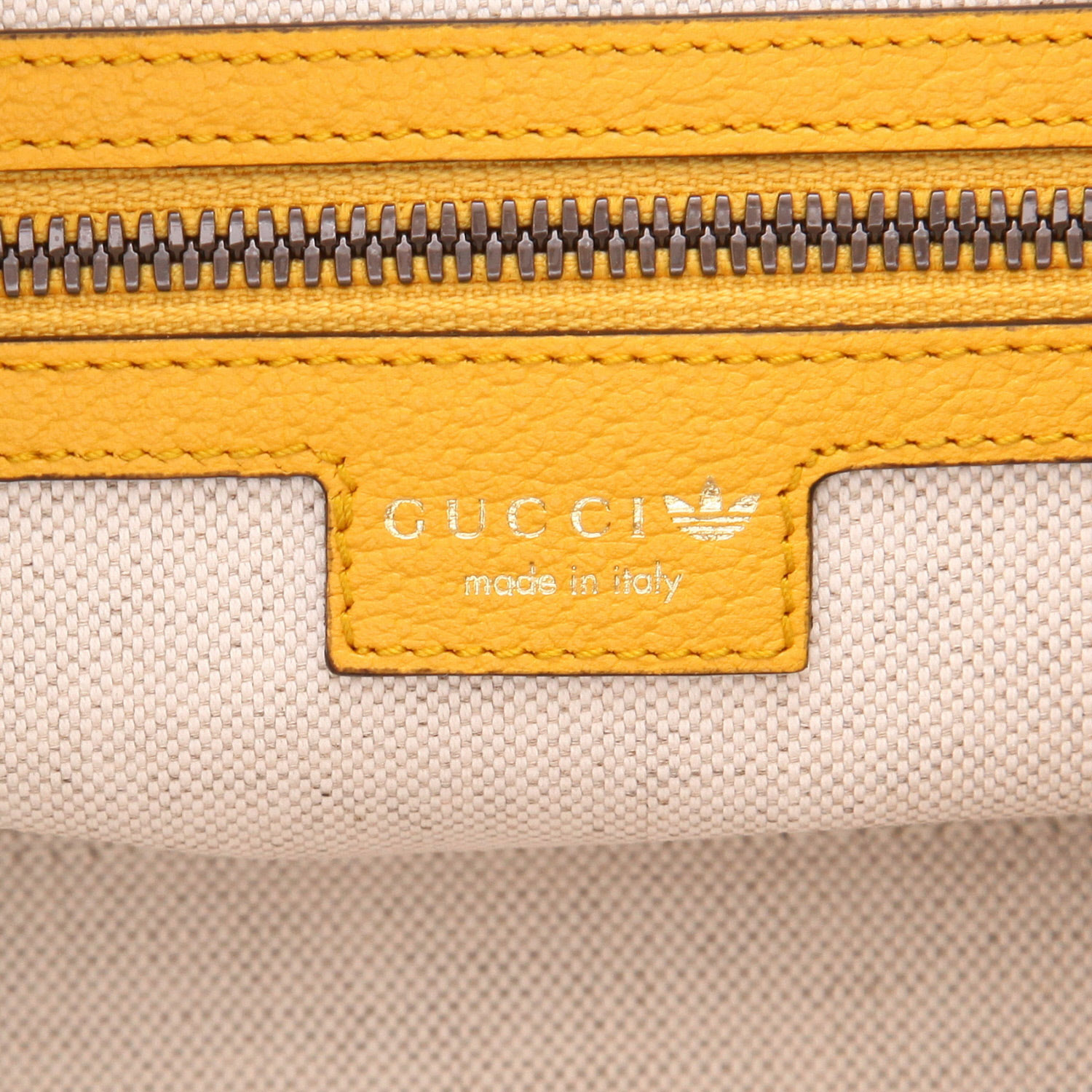 Sac de voyage Gucci   en cuir marron et jaune - Detail D2