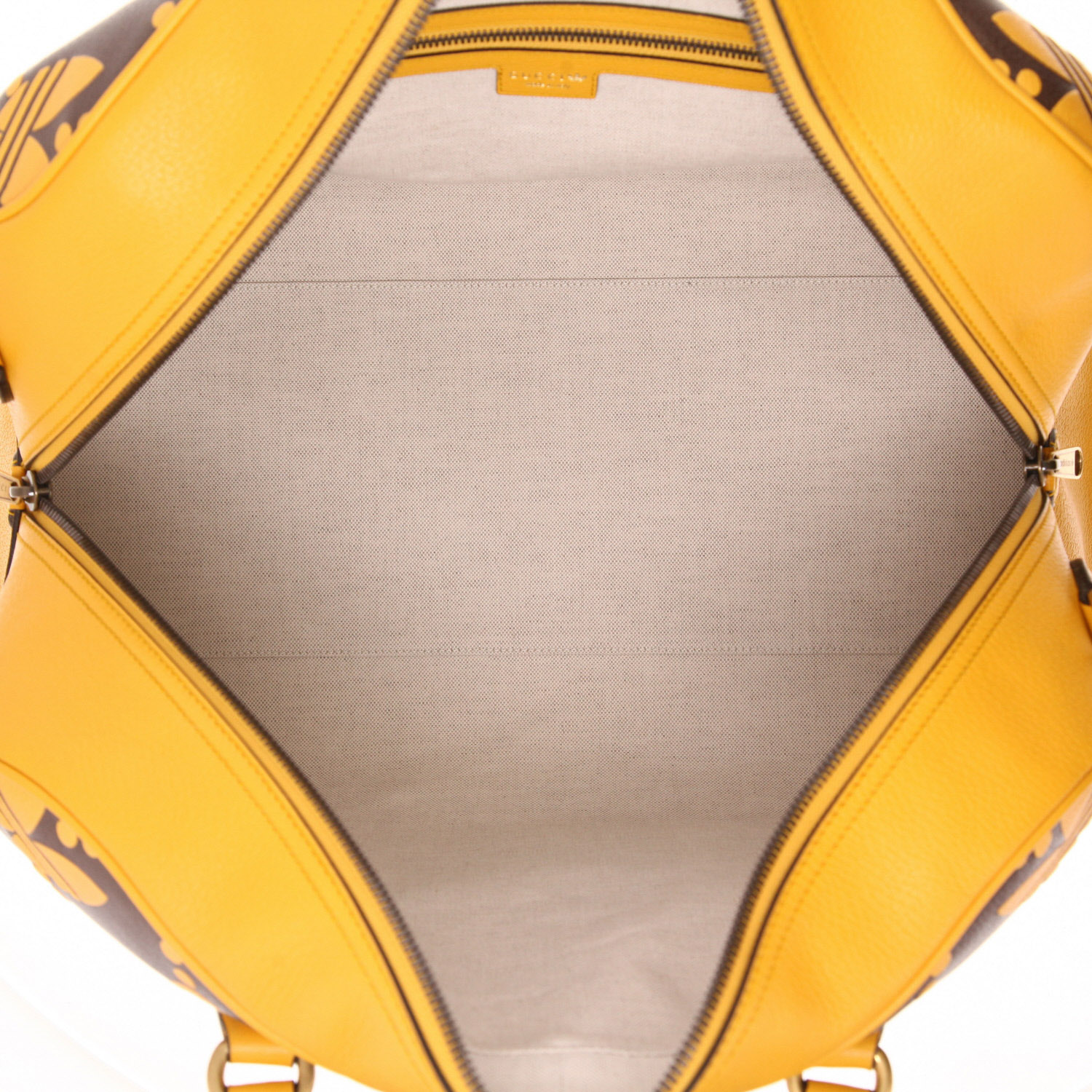 Borsa da viaggio Gucci   in pelle marrone e gialla - Detail D3