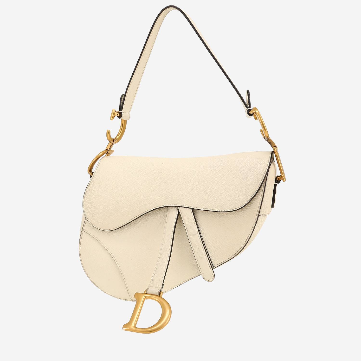 Borsa Dior  Saddle in pelle martellata bianca
