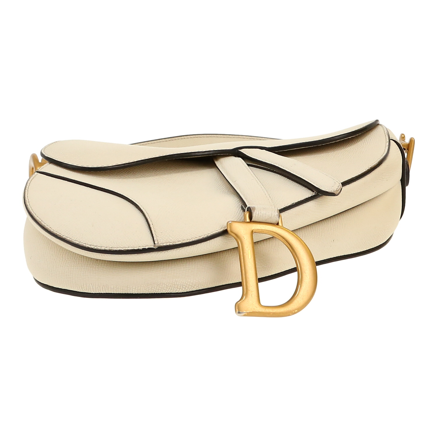 Sac à main Dior  Saddle en cuir grainé blanc - Detail D1