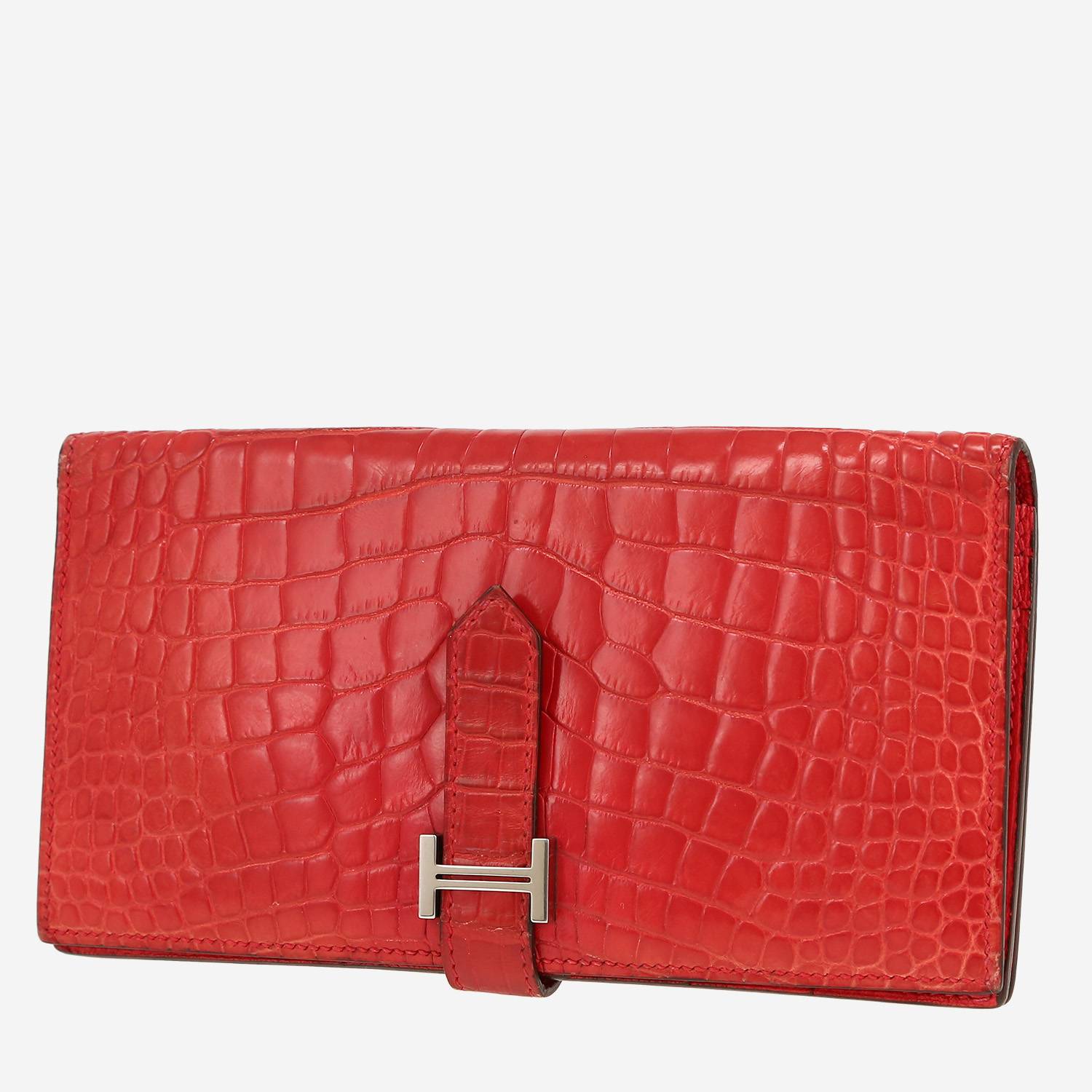 Hermès  Bearn wallet  in red alligator