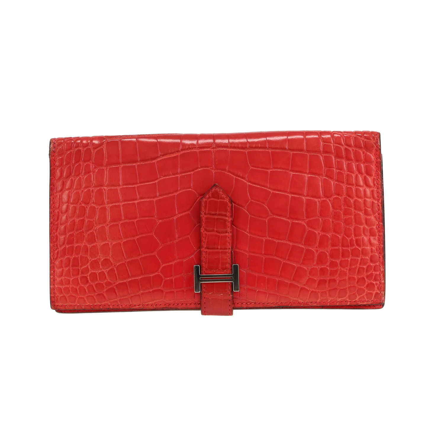 Hermès  Bearn wallet  in red alligator - Detail D4