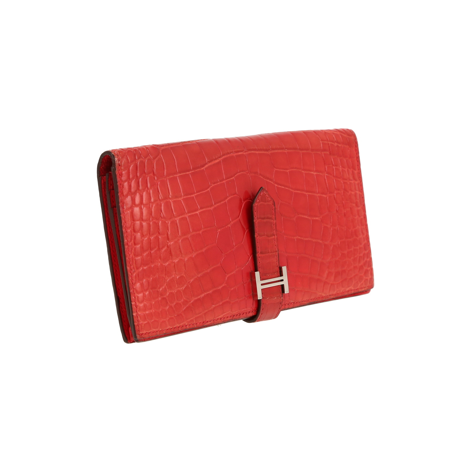 Portafogli Hermès  Bearn in alligatore rosso - Detail D5
