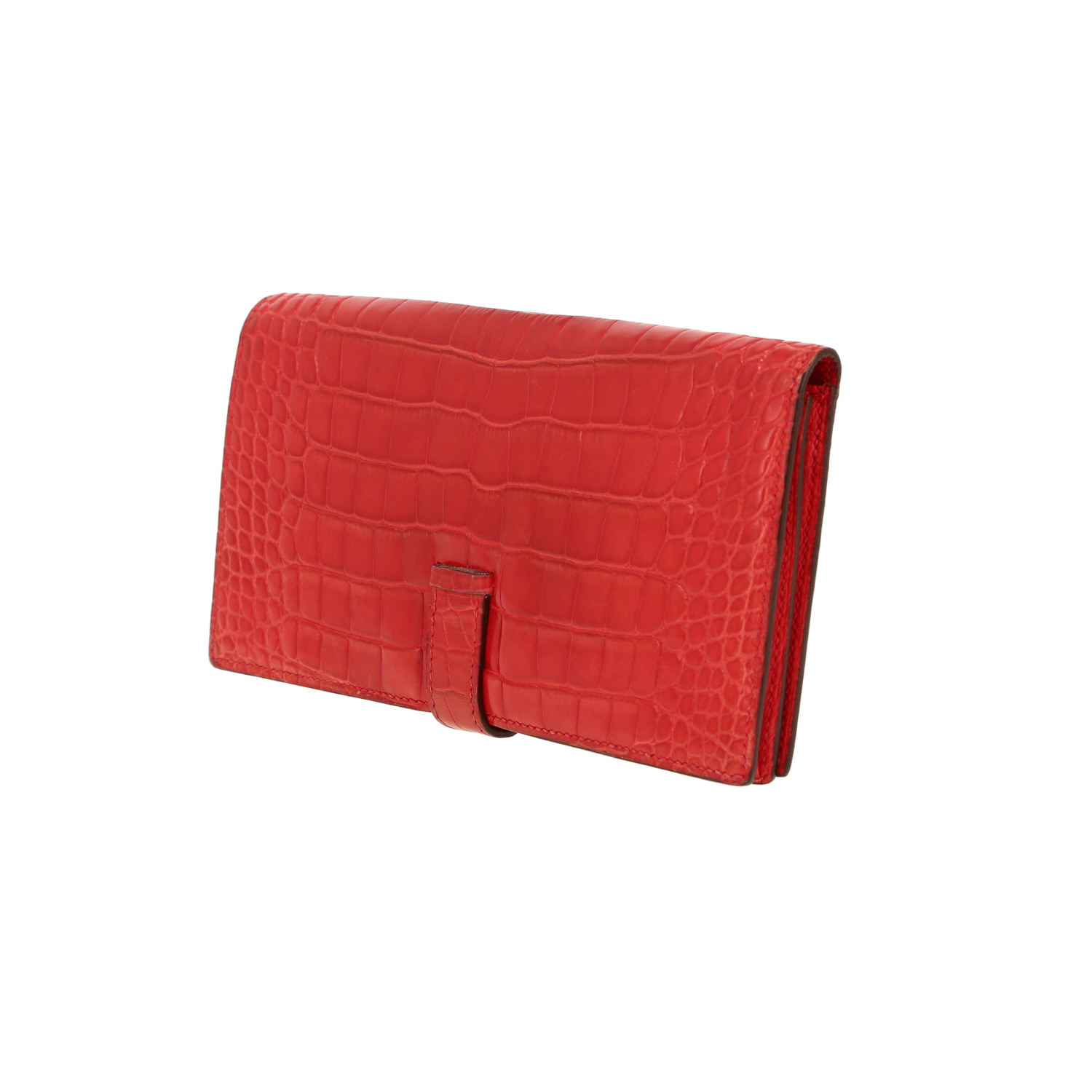 Billetera Hermès  Bearn en aligátor rojo - Detail D6