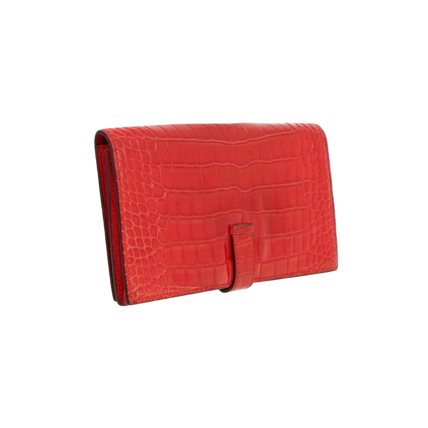 Portefeuille Hermès  Bearn en alligator rouge - Detail D8