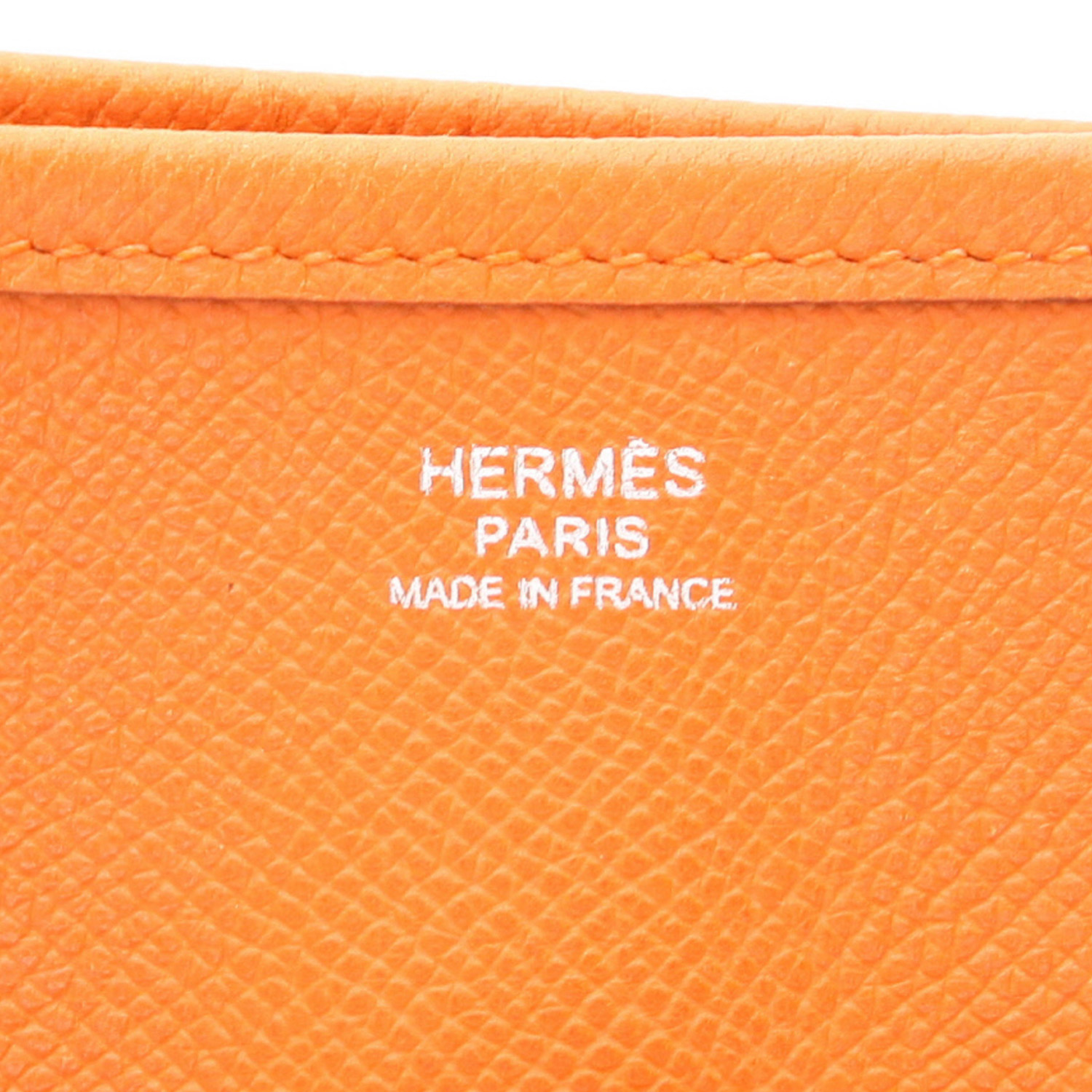 Sac bandoulière Hermès  Evelyne en cuir epsom orange - Detail D2