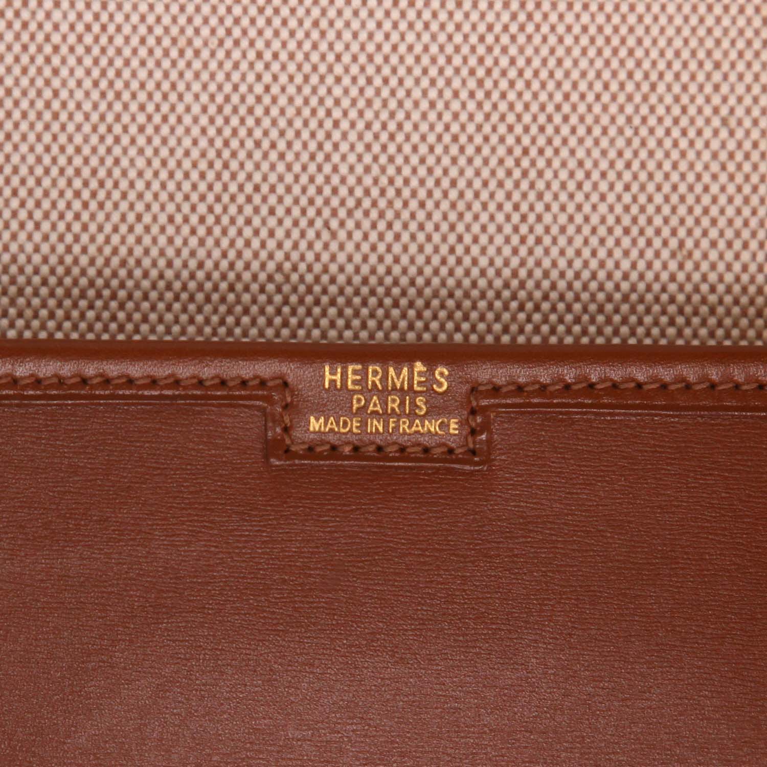 Pochette Hermès  Jige grand modèle  en cuir box noisette - Detail D2