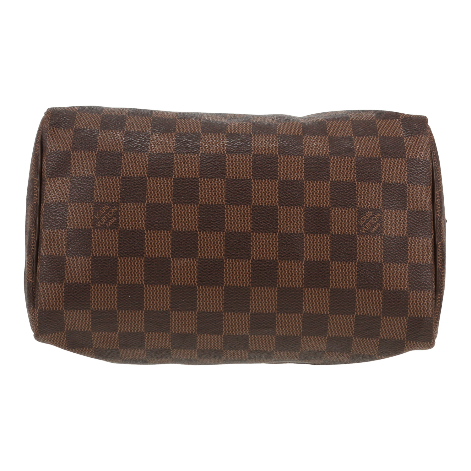 Bolso de mano Louis Vuitton  Speedy 25 en lona a cuadros ébano y cuero marrón - Detail D1