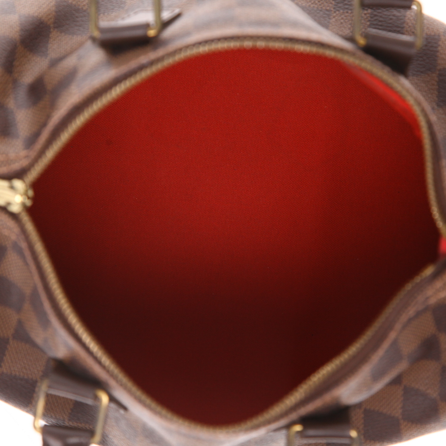 Bolso de mano Louis Vuitton  Speedy 25 en lona a cuadros ébano y cuero marrón - Detail D3